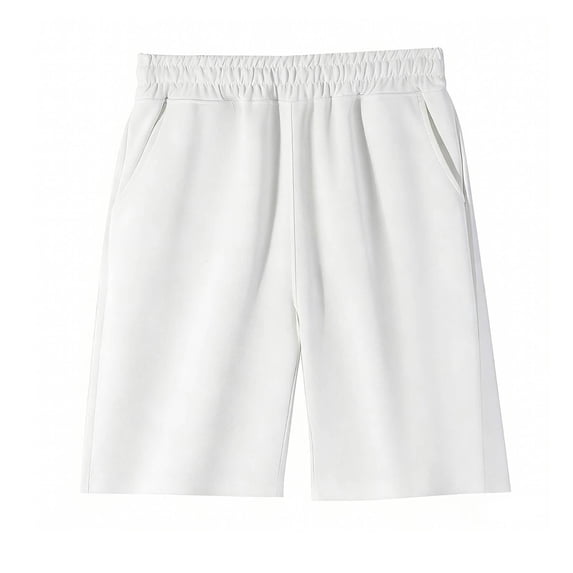 TKKCS Boys Cotton Athletic Shorts- Performance Stretchable Elastic Waist Basketball Shorts With Pockets White Size 3-4Years