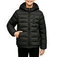 thumbnail image 1 of TKKCS Boys Hooded Puffer Jacket Lightweight Zip Up Windproof Soft Warm Winter Coat with Pockets Black 11-12 Years, 1 of 5