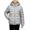 thumbnail image 1 of TKKCS Boys Hooded Puffer Jacket Lightweight Zip Up Windproof Soft Warm Winter Coat with Pockets Gray 14-15 Years, 1 of 5