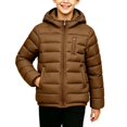 thumbnail image 1 of TKKCS Boys Hooded Puffer Jacket Windproof Soft Warm Lightweight Zip Up Winter Coat with Pockets Coffee 16-17 Years, 1 of 5