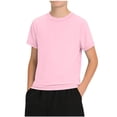 thumbnail image 1 of TKKCS Boys Solid Athletic T Shirts- Crew Neck Performance Short Sleeve Lightweight Active Tees Pink Size 7-8 Years, 1 of 9