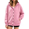 thumbnail image 1 of TKKCS Girls Snap Button Hoodie Jacket Loose Fit Fall Trendy Casual Long Sleeve Hooded Outerwear with Pockets Pink 13-14 Years, 1 of 6