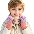 thumbnail image 1 of TKKCS Kids Gradient Knit Gloves Warm Elastic Ribbed Cuff Soft Stretchy Full Fingers Winter Gloves for Boys Girls Orange 3-8Years, 1 of 7