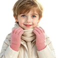thumbnail image 1 of TKKCS Kids Knit Gloves Elastic Ribbed Cuff Warm Full Fingers Soft Stretchy Winter Gloves for Boys Girls Watermelon Red 3-8Years, 1 of 6