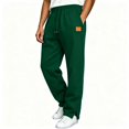 thumbnail image 1 of TKKCS Mens Baggy Straight Sweatpants Elastic Drawstring Waist Relaxed Fit Casual Split Ankle Cuffs Joggers with Side Pockets Green 2XL, 1 of 8