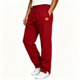 thumbnail image 1 of TKKCS Mens Baggy Straight Sweatpants Split Ankle Cuffs Casual Relaxed Fit Elastic Drawstring Waist Joggers with Side Pockets Red 3XL, 1 of 6