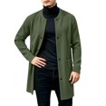 thumbnail image 1 of TKKCS Mens Button Down Cardigan Jacket Crew Neck Mid‑Length Fall Winter Long Sleeve Casual Outerwear with Pockets Green XL, 1 of 7