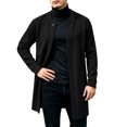 thumbnail image 1 of TKKCS Mens Button Down Cardigan Jacket Long Sleeve Crew Neck Mid‑Length Fall Winter Casual Outerwear with Pockets Black L, 1 of 7
