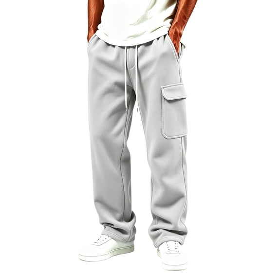 TKKCS Mens Cargo Sweatpants Loose Fit Straight Straight Drawstring Elastic Waist Casual Sweatpants with Pockets Gray XL