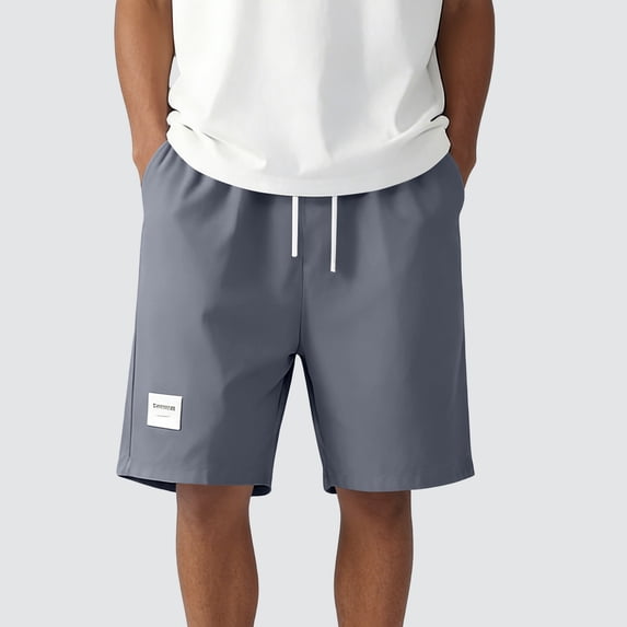 TKKCS Mens Casual Drawstring Shorts- Lightweight Elastic Waist Daily Wear Breathable Flat Front Summer Beach Shorts with Pockets Dark Gray Size 2XL