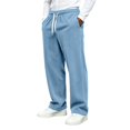 thumbnail image 1 of TKKCS Mens Corduroy Casual Pants- Wide Leg Baggy Elastic Drawstring Waist Loose Fit Straight Pants with Pockets Light Blue Size XL, 1 of 7