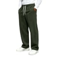 thumbnail image 1 of TKKCS Mens Corduroy Casual Pants- Wide Leg Loose Fit Elastic Drawstring Waist Baggy Straight Pants with Pockets Army Green Size M, 1 of 7