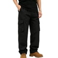 thumbnail image 1 of TKKCS Mens Cotton Cargo Pants Casual Outdoor Relaxed Fit Straight Leg Elastic Waist Work Pants with Multi Pockets Black 4XL, 1 of 7