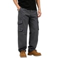 thumbnail image 1 of TKKCS Mens Cotton Cargo Pants Relaxed Fit Casual Outdoor Elastic Waist Straight Leg Work Pants with Multi Pockets Dark Gray 3XL, 1 of 7
