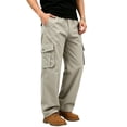 thumbnail image 1 of TKKCS Mens Cotton Cargo Pants Relaxed Fit Casual Outdoor Elastic Waist Straight Leg Work Pants with Multi Pockets Gray 3XL, 1 of 8
