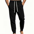 thumbnail image 1 of TKKCS Mens Cotton Fleece Jogger Pants- Full Length Elastic High Waist Relaxed Fit Cuffed Ankles Drawstring Sweatpants for Workout Lounge Casual Black Size XL, 1 of 10