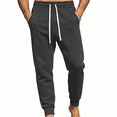 thumbnail image 1 of TKKCS Mens Cotton Fleece Jogger Pants- Relaxed Fit Cuffed Ankles Elastic High Waist Full Length Drawstring Sweatpants for Workout Lounge Casual Dark Gray Size 3XL, 1 of 10