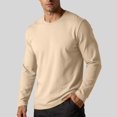 thumbnail image 1 of TKKCS Mens Cotton Long Sleeve T Shirt Casual Wear Regular Fit Crew Neck Lightweight Base Layer Shirt Khaki XL, 1 of 6