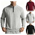 thumbnail image 1 of TKKCS Mens Cotton Quarter Zip Pullover Sweatshirt Casual Loose Fit Stand Collar Long Sleeve Base Top Gray XL, 1 of 6