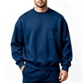 thumbnail image 1 of TKKCS Mens Crew Neck Sweatshirt with Chest Pocket Drop Shoulder Fall Casual Long Sleeve Relaxed Fit Pullover Sweatshirts Blue XL, 1 of 5