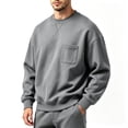 thumbnail image 1 of TKKCS Mens Crew Neck Sweatshirt with Chest Pocket Fall Casual Drop Shoulder Relaxed Fit Long Sleeve Pullover Sweatshirts Gray S, 1 of 5