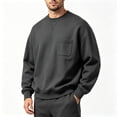 thumbnail image 1 of TKKCS Mens Crew Neck Sweatshirt with Chest Pocket Long Sleeve Fall Casual Relaxed Fit Drop Shoulder Pullover Sweatshirts Dark Gray M, 1 of 5