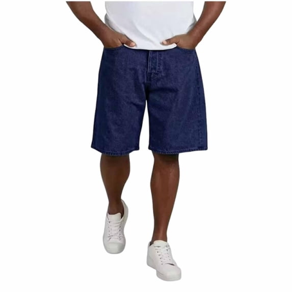 TKKCS Mens Denim Shorts- Casual Classic Straight Leg Relaxed Fit Flat Front Jean Shorts With Multi Pockets Dark Blue Size 3XL