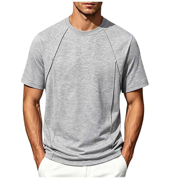 TKKCS Mens Fashion Short Sleeve Crew Neck T Shirts- Regular Fit Lightweight Daily Wear Summer Casual Tees Gray Size 3XL