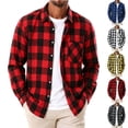 thumbnail image 1 of TKKCS Mens Flannel Plaid Shirt Button Down Collared Casual Long Sleeve Checkered Shacket with Chest Pocket Red XL, 1 of 5