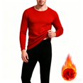 thumbnail image 1 of TKKCS Mens Fleece Lined Thermal Underwear Set Crew Neck Long Johns Top and Bottom Casual Soft Warm Winter Cold Weather Base Layer Set Red XL, 1 of 9