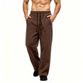 thumbnail image 1 of TKKCS Mens Fleece Straight Leg Sweatpants Elastic Waist Drawstring Casual Workout Open Bottom Loose Fit Lounge Pants with Deep Side Pockets Coffee XL, 1 of 3