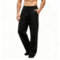 thumbnail image 1 of TKKCS Mens Fleece Straight Leg Sweatpants Open Bottom Elastic Waist Drawstring Casual Workout Loose Fit Lounge Pants with Deep Side Pockets Black 2XL, 1 of 7