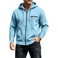 thumbnail image 1 of TKKCS Mens Full Zip Hoodie Casual Daily Midweight Regular Fit Long Sleeve Sweatshirt Jacket with Zipper Chest Pocket Sky Blue M, 1 of 8