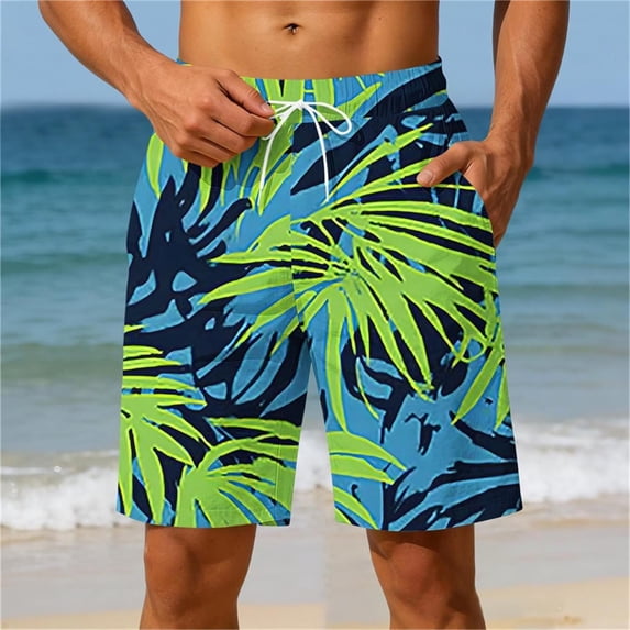 TKKCS Mens Graphic Beach Shorts- Elastic Wasit Casual Quick Dry Drawstring Lightweight Vacation Swim Trunks With Pockets Mint Green Size S