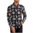 thumbnail image 1 of TKKCS Mens Graphic Button Down Shirts- Stretch Regular Fit Vacation Casual Lightweight Long Sleeve Shirts Black Size XS, 1 of 9