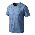 thumbnail image 1 of TKKCS Mens Graphic Crew Neck T-Shirt- Lightweight Daily Wear Tropical Print Breathable Summer Casual Short Sleeve Tees Blue Size 3XL, 1 of 5