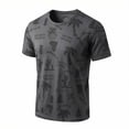 thumbnail image 1 of TKKCS Mens Graphic Crew Neck T-Shirt- Summer Casual Daily Wear Tropical Print Breathable Lightweight Short Sleeve Tees Dark Gray Size XS, 1 of 5