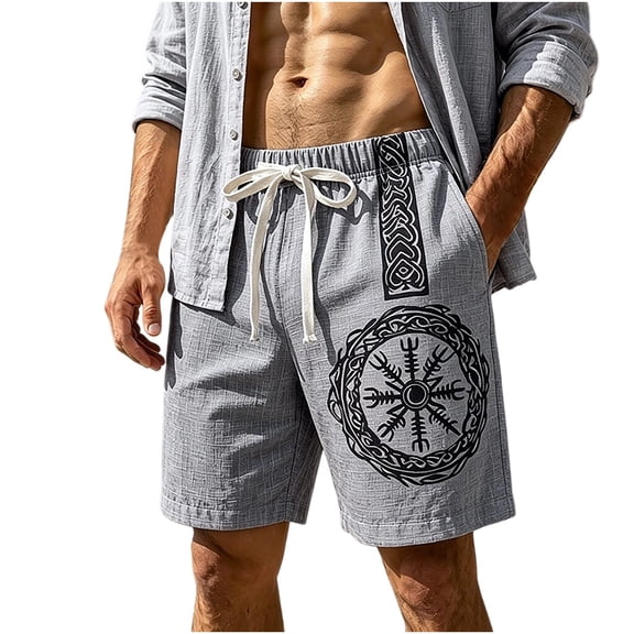 TKKCS Mens Graphic Shorts- Loose Fit Lightweight Breathable Casual Outdoor Drawstring Elastic Waist Summer Beach Shorts with Pockets Gray Size 3XL