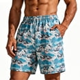 thumbnail image 1 of TKKCS Mens Graphic Swim Trunks- Drawstring Elastic Waist Quick Dry Breathable Casual Vacation Lightweight Beach Board Shorts Blue Size L, 1 of 6