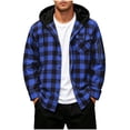 thumbnail image 1 of TKKCS Mens Hooded Plaid Flannel Shackets- Long Sleeve Buttons and Zipper Pockets Daily Wear Fall Winter Button Down Casual Shirt Jackets Blue Size S, 1 of 8