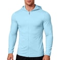 thumbnail image 1 of TKKCS Mens Hooded Sun Protection Jackets- Outdoor Lightweight Fishing Hiking Zip Up Jackets Light Blue Size M, 1 of 8