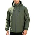 thumbnail image 1 of TKKCS Mens Hooded Windbreaker Jacket- Long Sleeve Full Zip Drawstring Waterproof Outdoor Shell Jacket with Zipper Pockets Army Green Size XL, 1 of 7