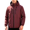 thumbnail image 1 of TKKCS Mens Hooded Windbreaker Jacket- Waterproof Full Zip Drawstring Long Sleeve Outdoor Shell Jacket with Zipper Pockets Wine Size 3XL, 1 of 6