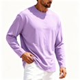 thumbnail image 1 of TKKCS Mens Cotton Long Sleeve Crew Neck T Shirts Soft Casual Workout Loose Fit Lightweight Pullover Tops Purple 3XL, 1 of 5