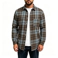 thumbnail image 1 of TKKCS Mens Long Sleeve Plaid Button Down Shirts- Casual Midweight Layering Turn Down Collar Flannel Jacket Shirt Brown Size S, 1 of 8