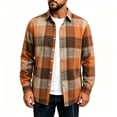 thumbnail image 1 of TKKCS Mens Long Sleeve Plaid Button Down Shirts- Layering Casual Turn Down Collar Midweight Flannel Jacket Shirt Orange Size 2XL, 1 of 7