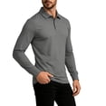 thumbnail image 1 of TKKCS Mens Long Sleeve Polo Shirts- Outdoor Sun Protection Performance Quick Dry Lightweight Casual Shirts Gray S, 1 of 9