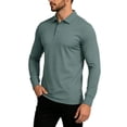 thumbnail image 1 of TKKCS Mens Long Sleeve Polo Shirts- Quick Dry Lightweight Sun Protection Casual Outdoor Performance Shirts Green L, 1 of 9