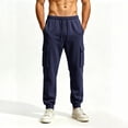 thumbnail image 1 of TKKCS Mens Loose Cargo Jogger Pants- Ankle Cuffed Casual Outdoor Full Length Elastic Waist Drawstring Sweatpants with Multi Pockets Navy Size M, 1 of 7