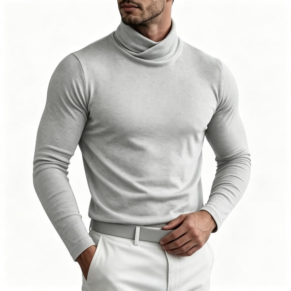 TKKCS Mens Mock Neck Long Sleeve Shirt Soft Stretch Slim Fit Undershirt Wrinkle Resistant Base Layer Top White S